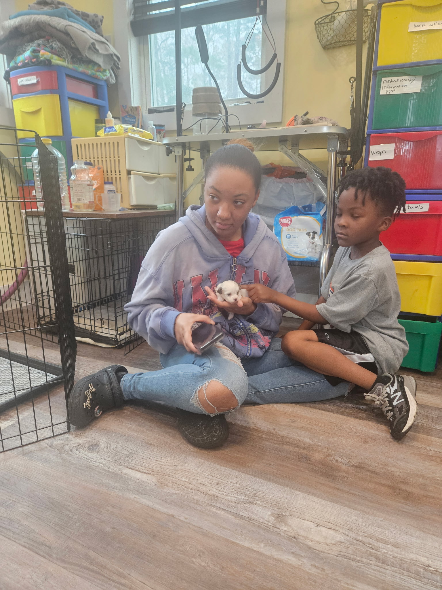 Our family raising the puppies